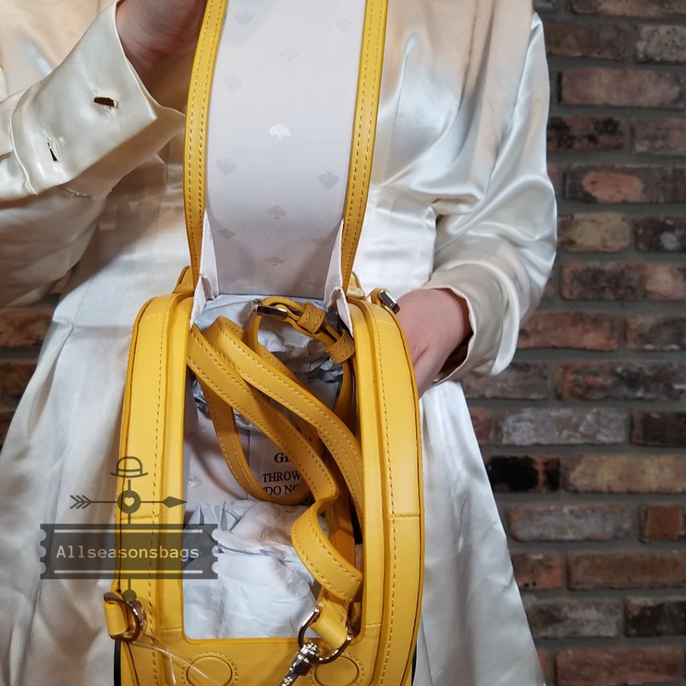 AUTHENTIC Beetle Kate Spade beep beep car crossbody bag yellow multi white NWT - Picture 3 of 12